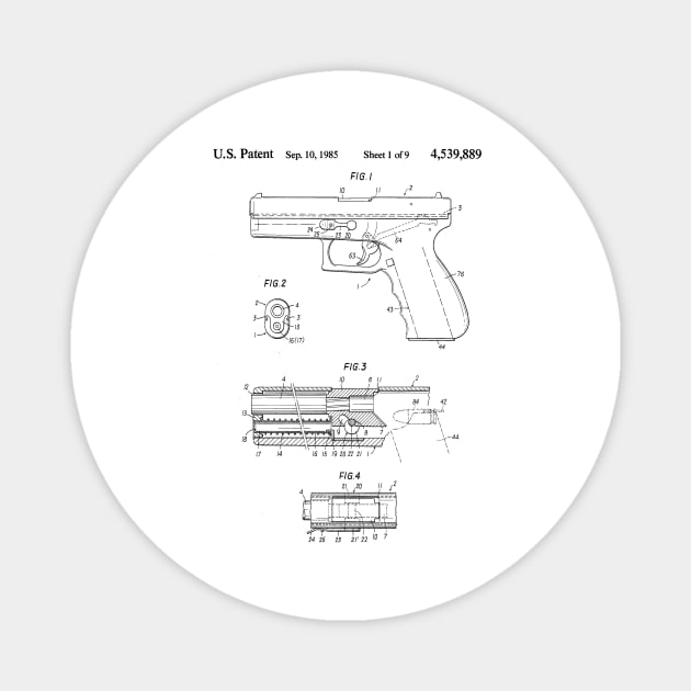 Glock Handgun Patent (black) Magnet by Big Term Designs
